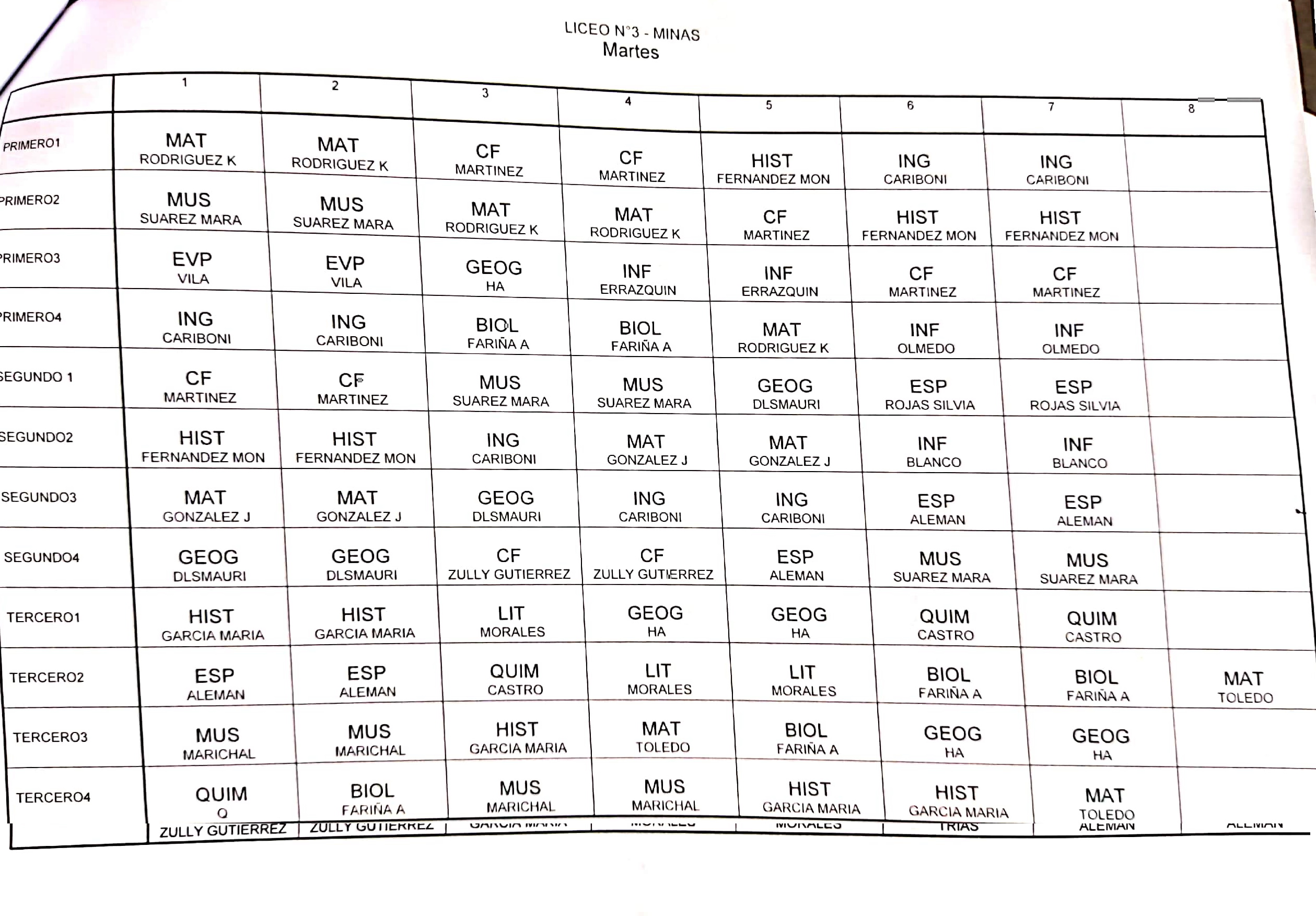 horarios 2