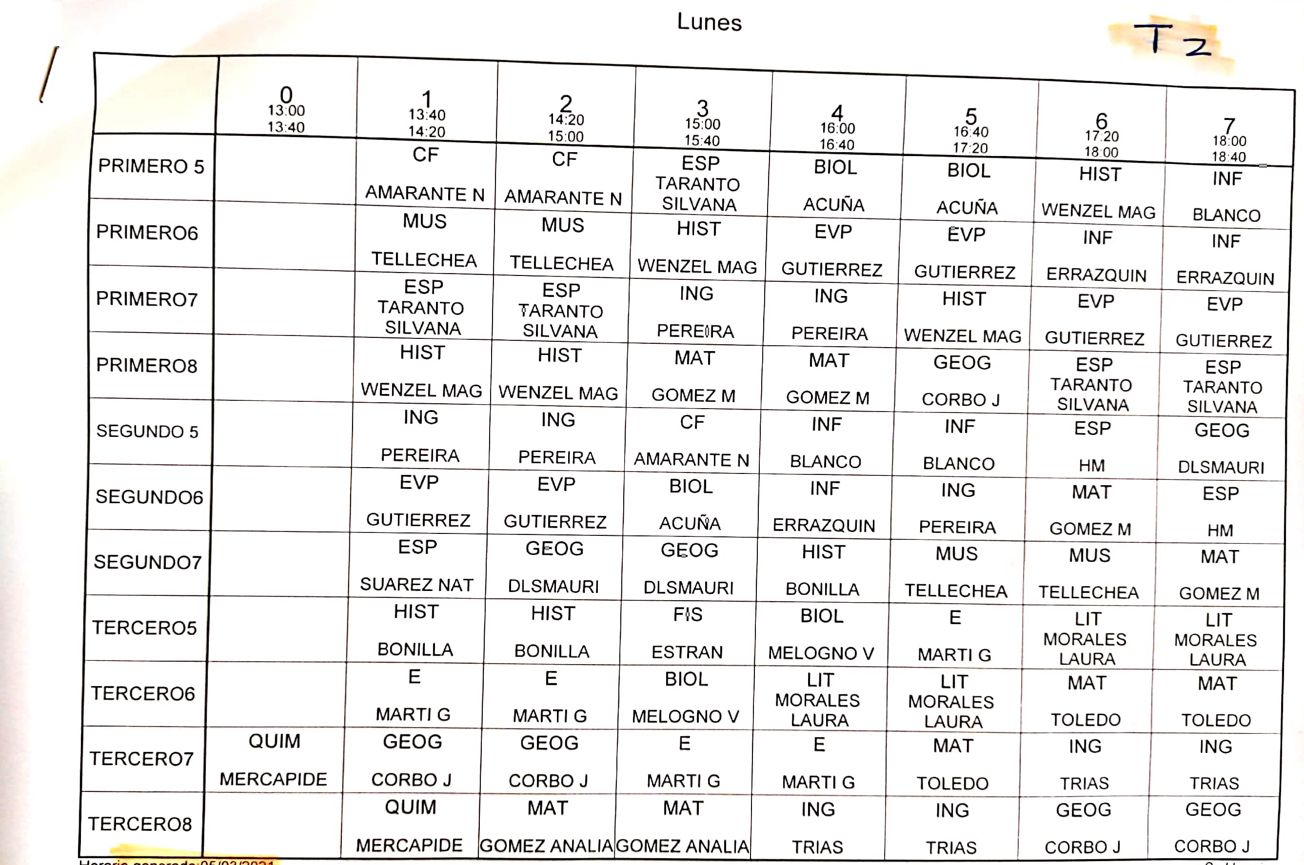 horarios 6
